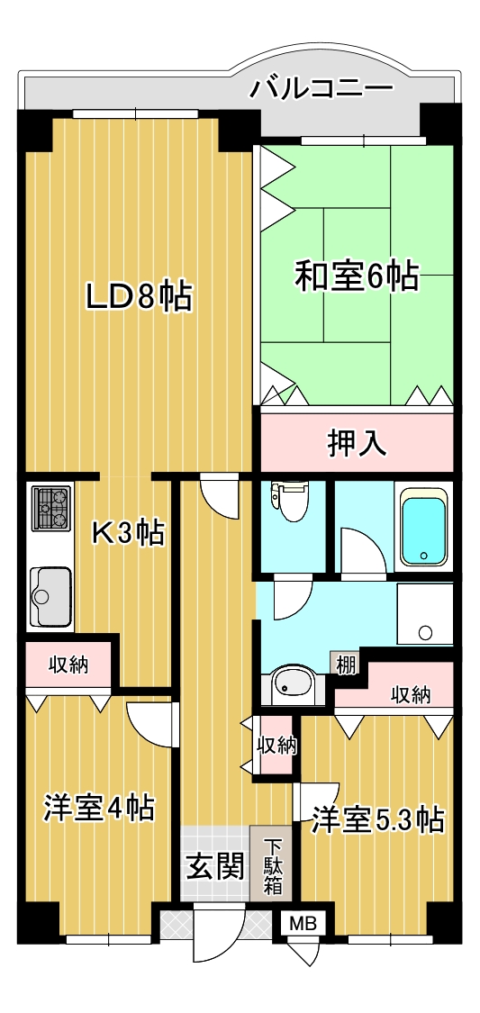 河内長野市美加の台のマンションの間取り