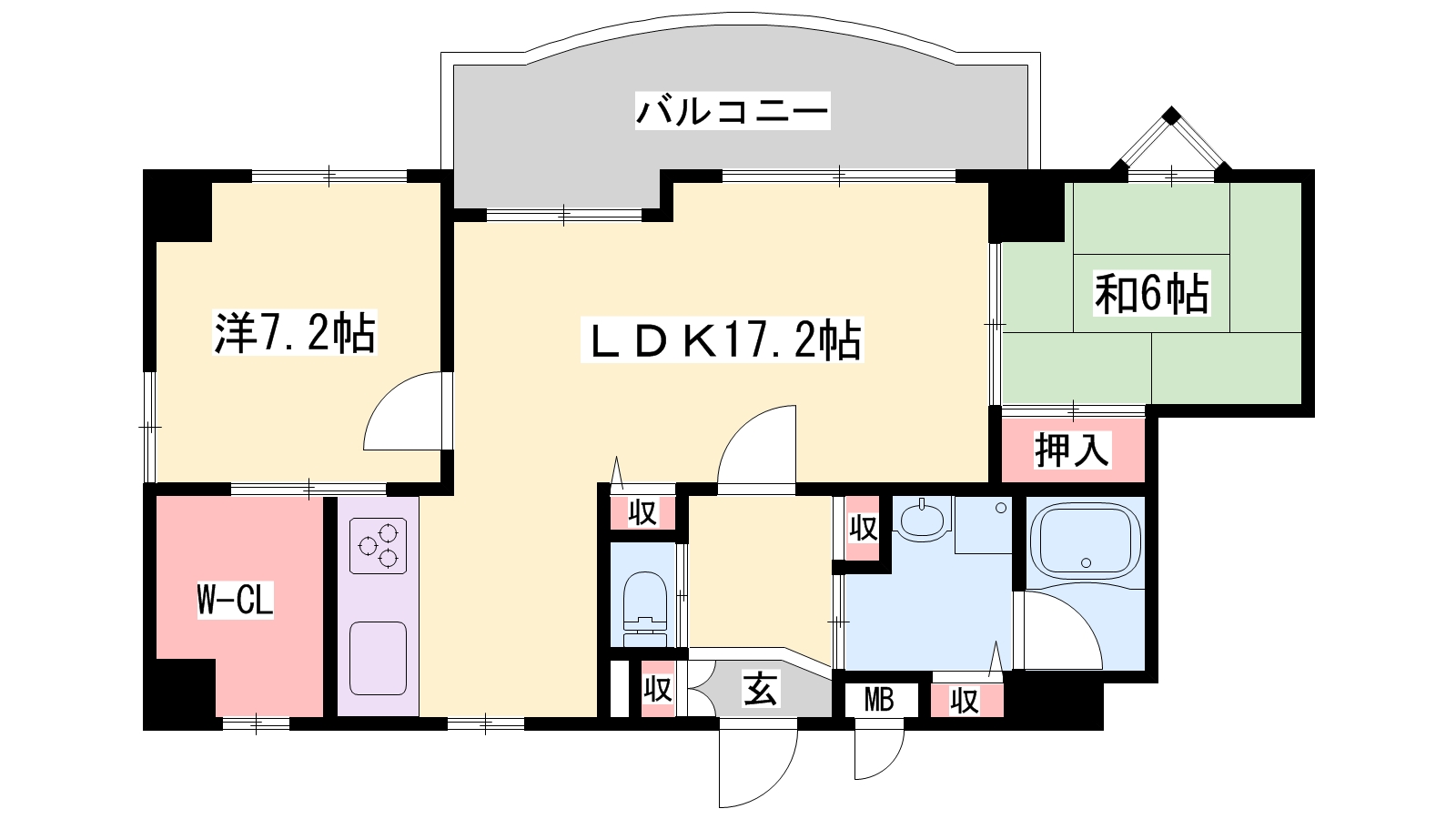 姫路市飾磨区清水のマンションの間取り