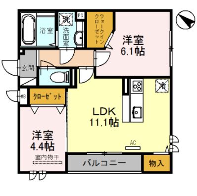 泉大津市上之町のアパートの間取り