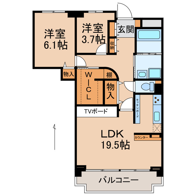 和歌山市粟のマンションの間取り