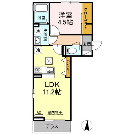 仙台市宮城野区福田町のアパートの間取り