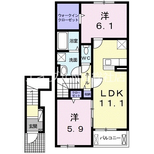 浅口市金光町占見新田のアパートの間取り