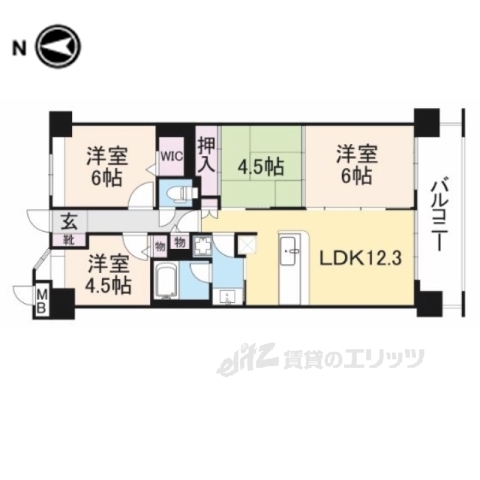 橿原市醍醐町のマンションの間取り