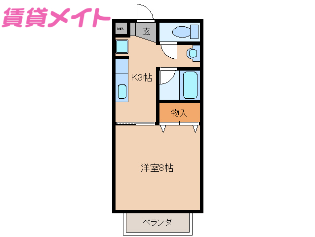 伊勢市神久のアパートの間取り