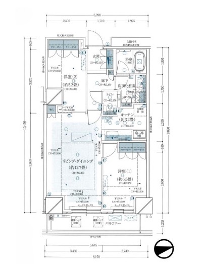 新宿区北新宿のマンションの間取り