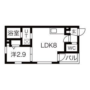 名古屋市北区杉栄町のアパートの間取り