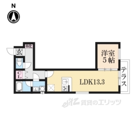 京都市伏見区深草山村町のマンションの間取り