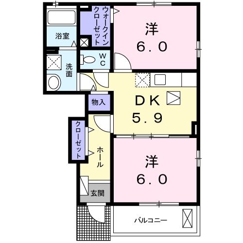 八代市郡築一番町のアパートの間取り