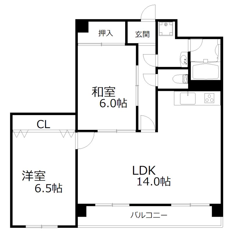 芦屋市朝日ケ丘町のマンションの間取り