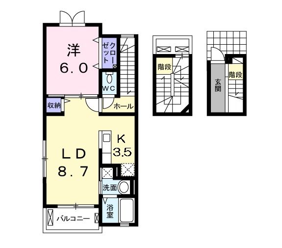 熊本県熊本市中央区本荘町（アパート）の賃貸物件の間取り