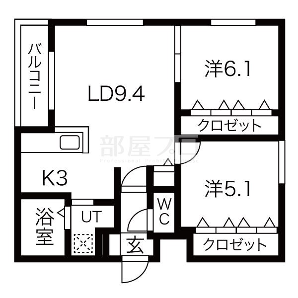 札幌市電 東屯田通駅 徒歩5分 5階建 築9年の間取り写真