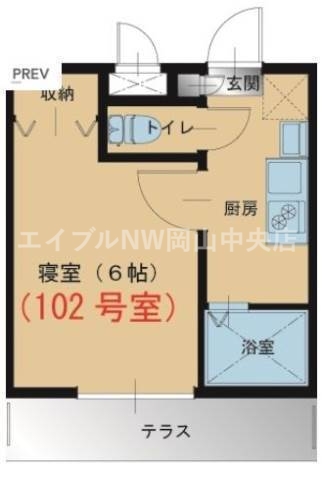 岡山市北区大供表町のアパートの間取り