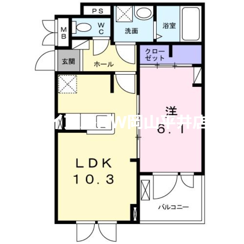 岡山市東区鉄のアパートの間取り