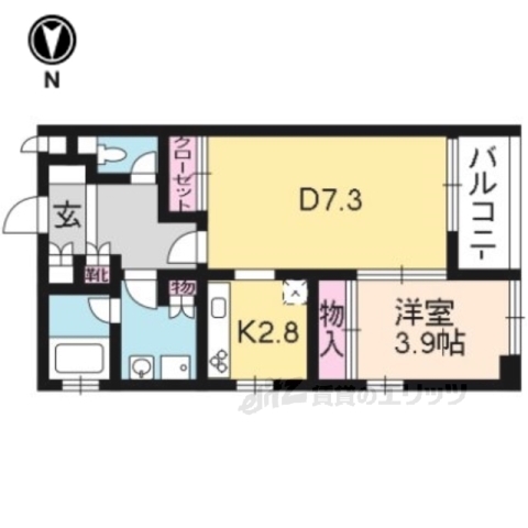 京都市東山区進之町のマンションの間取り