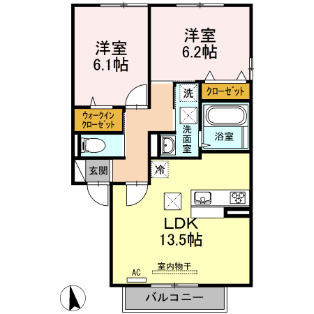 山口市嘉川のアパートの間取り