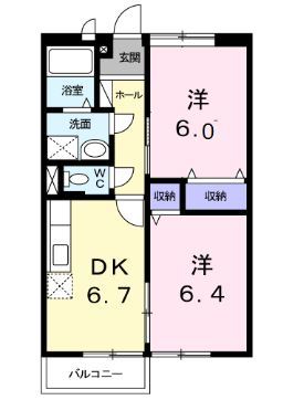 岡山市中区海吉のアパートの間取り