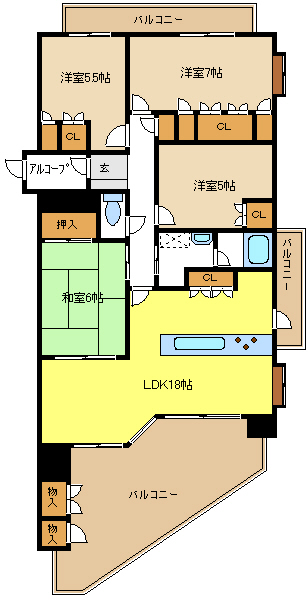 名古屋市瑞穂区瑞穂通のマンションの間取り