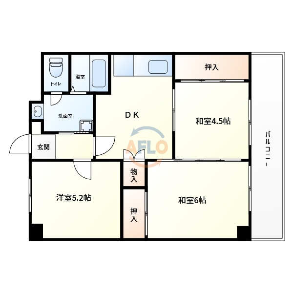 大阪市阿倍野区阪南町のマンションの間取り