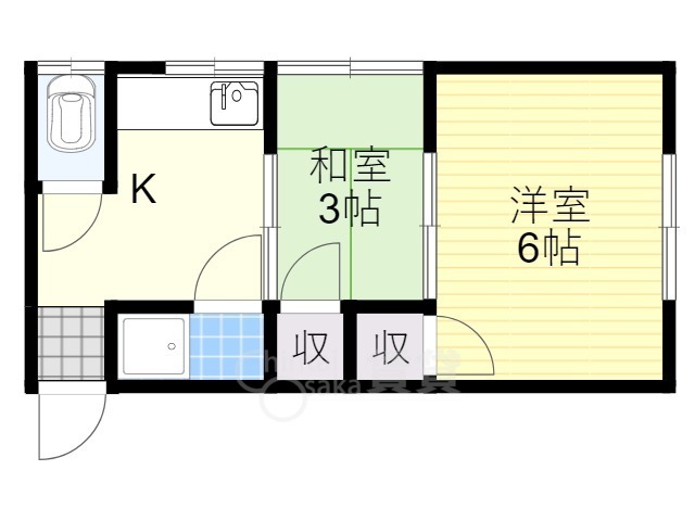 川西市花屋敷のアパートの間取り