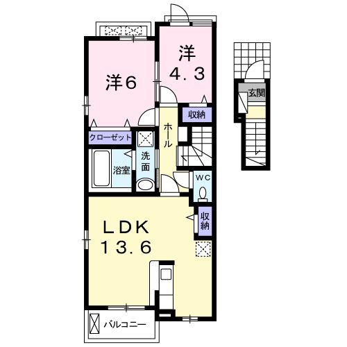 都城市年見町のアパートの間取り