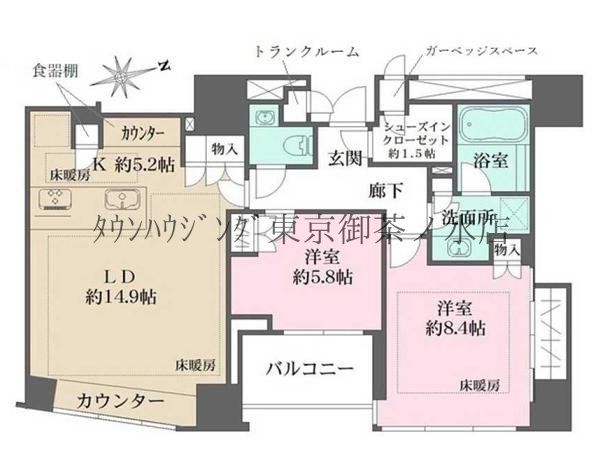 【ザ・パークハウスグラン三番町26の間取り】