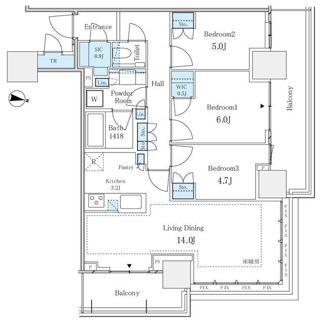 新宿区西新宿のマンションの間取り