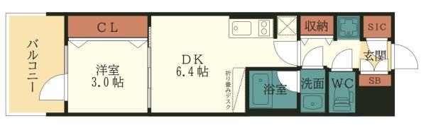 大阪市東淀川区西淡路のマンションの間取り