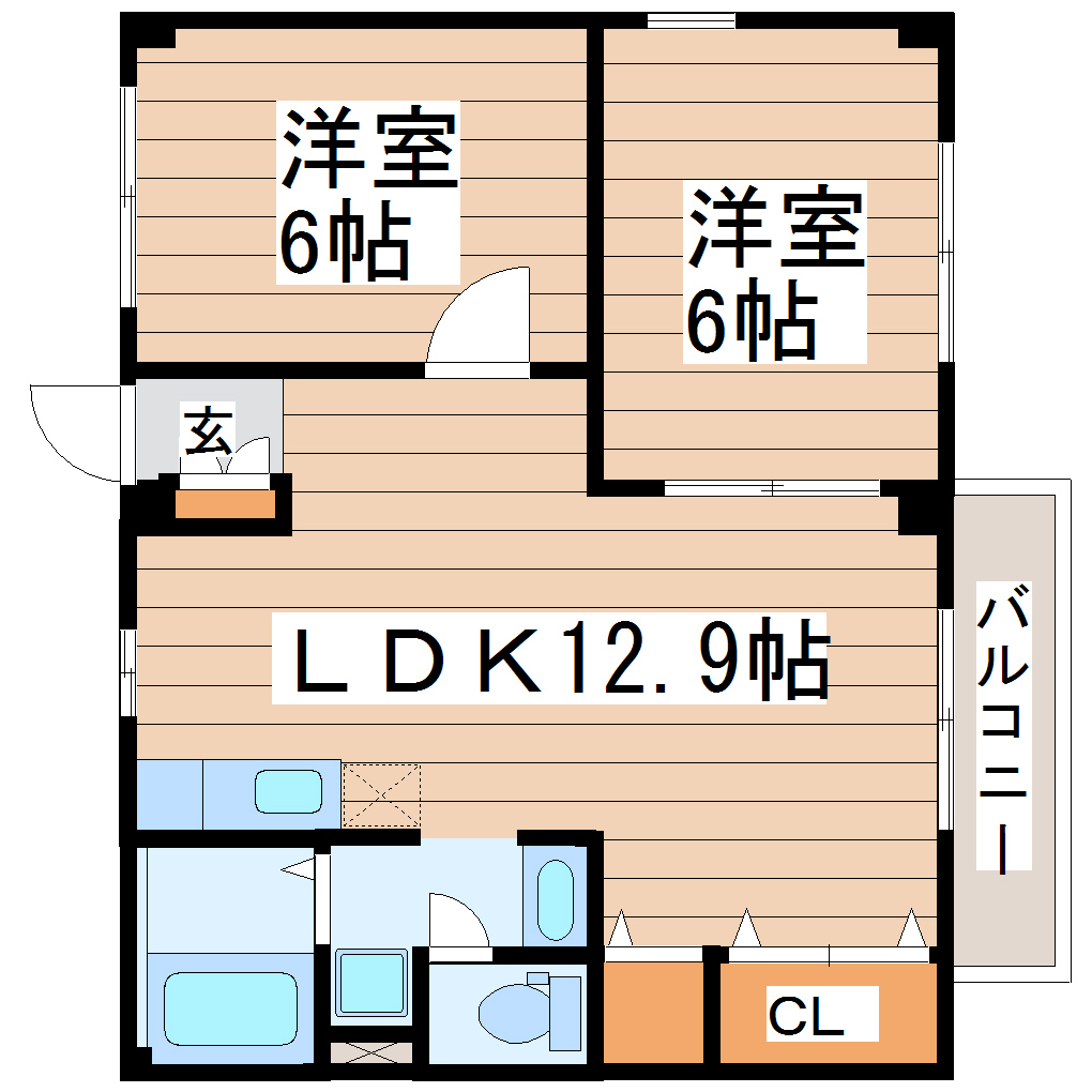 ヴューハイツ西多賀Aの間取り