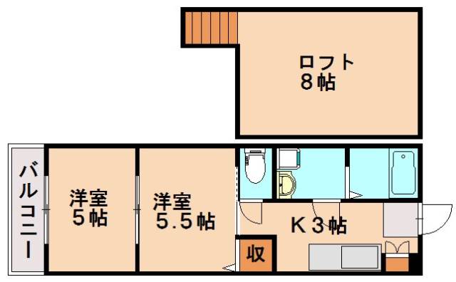 大野城市中央のアパートの間取り