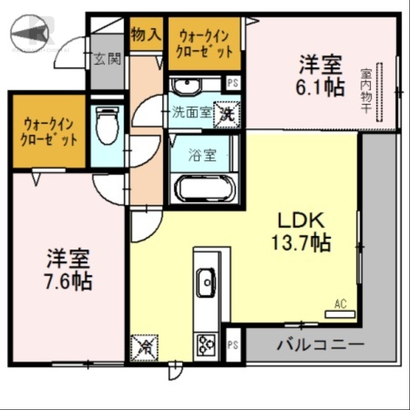 枚方市南楠葉のアパートの間取り