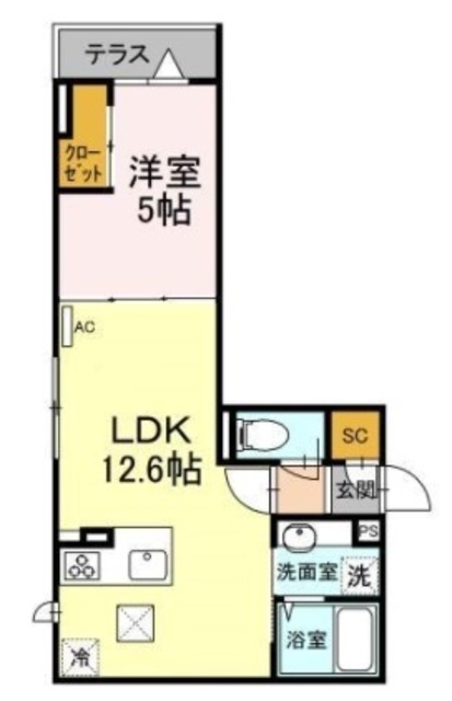 調布市東つつじケ丘のアパートの間取り