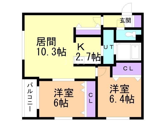 札幌市西区西野一条のマンションの間取り