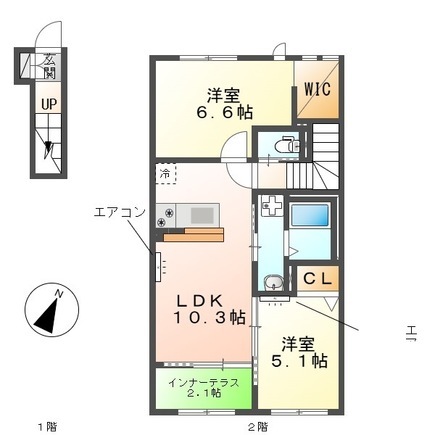 野田市宮崎のアパートの間取り