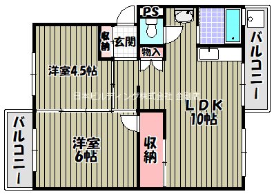 狭山遊園ハイツ６号棟の間取り