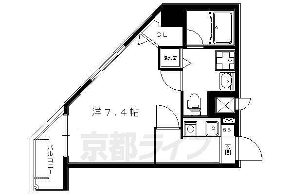 京都市左京区一乗寺河原田町のマンションの間取り