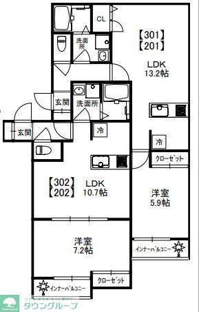 練馬区氷川台のアパートの間取り