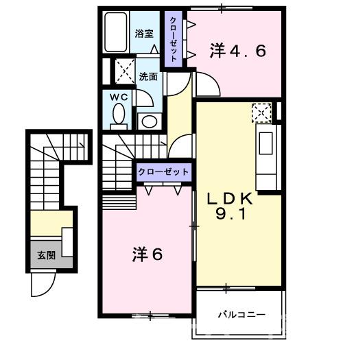 坂出市西庄町のアパートの間取り