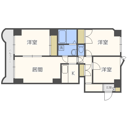 札幌市北区北十四条西のマンションの間取り