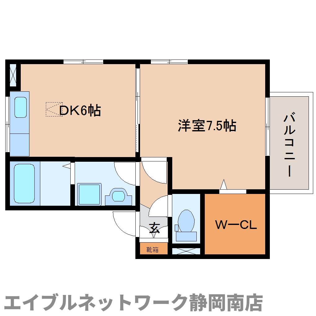 静岡市駿河区小鹿のアパートの間取り