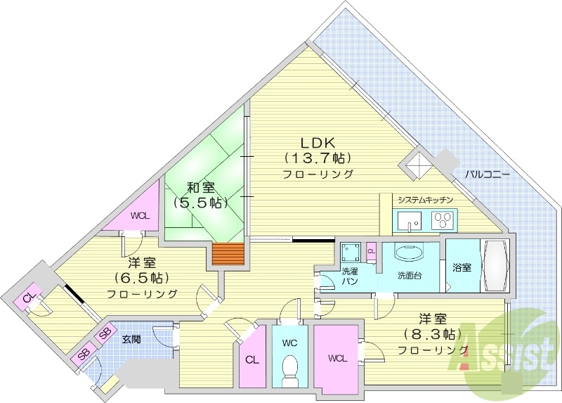 ライオンズタワー仙台広瀬の間取り