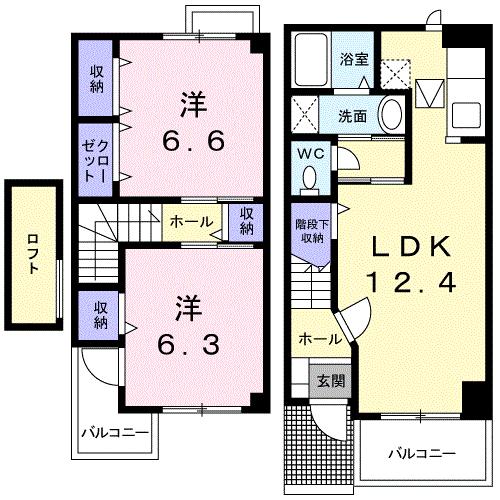 西条市樋之口のアパートの間取り