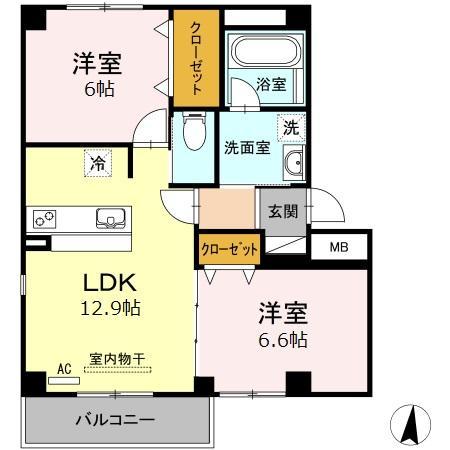 福山市南蔵王町のアパートの間取り