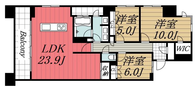 千葉市中央区中央港のマンションの間取り