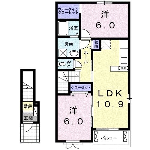 八女市稲富のアパートの間取り