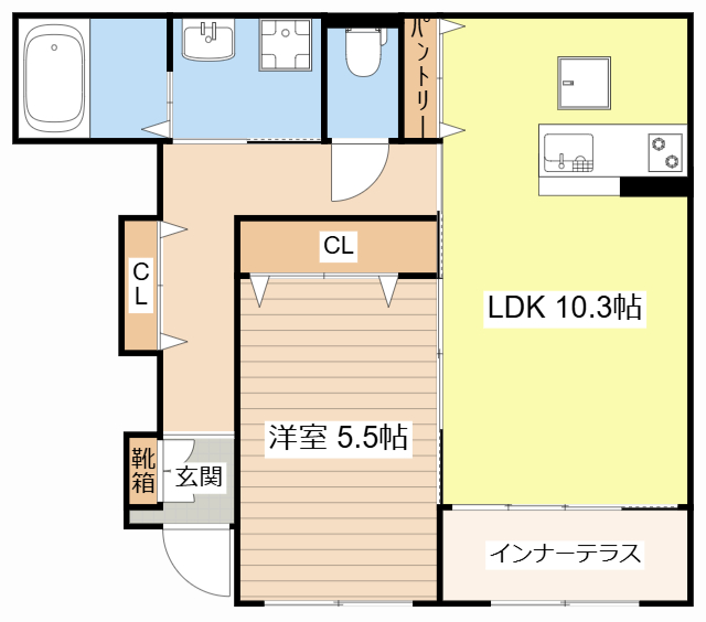 甲賀市信楽町長野のアパートの間取り