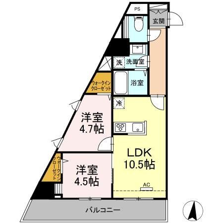 【川崎市高津区上作延のマンションの間取り】