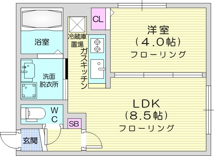 札幌市東区北四十一条東のマンションの間取り