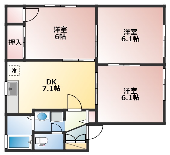 岡山市北区今保のアパートの間取り