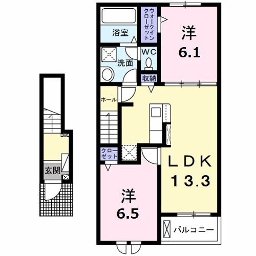 松阪市久保町のアパートの間取り