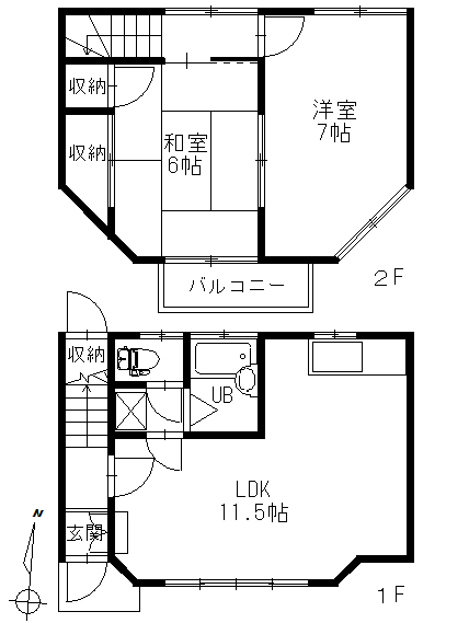 福山市駅家町大字万能倉のアパートの間取り